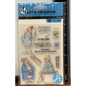 Art Impressions Clear Stamps Get Well Soon Nurse Pills BY HAMPTON ART SC0681